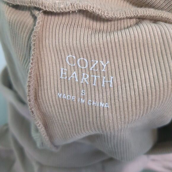 Cozy earth bamboo rib knit joggers pants new with tags small suede light brown - Picture 5 of 7